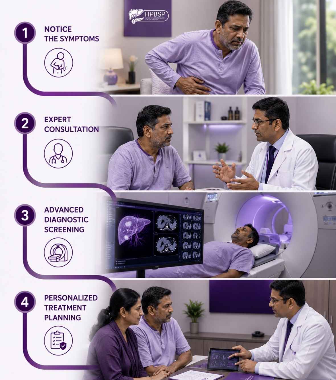 Specialist explaining early symptom monitoring to a patient